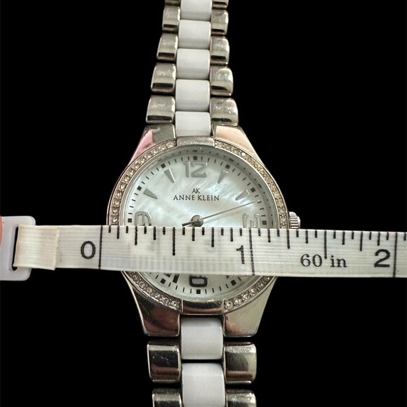 Anne Klein Metal & White Ceramic Swarovski Crystal Accented Watch - Picture 2 of 7